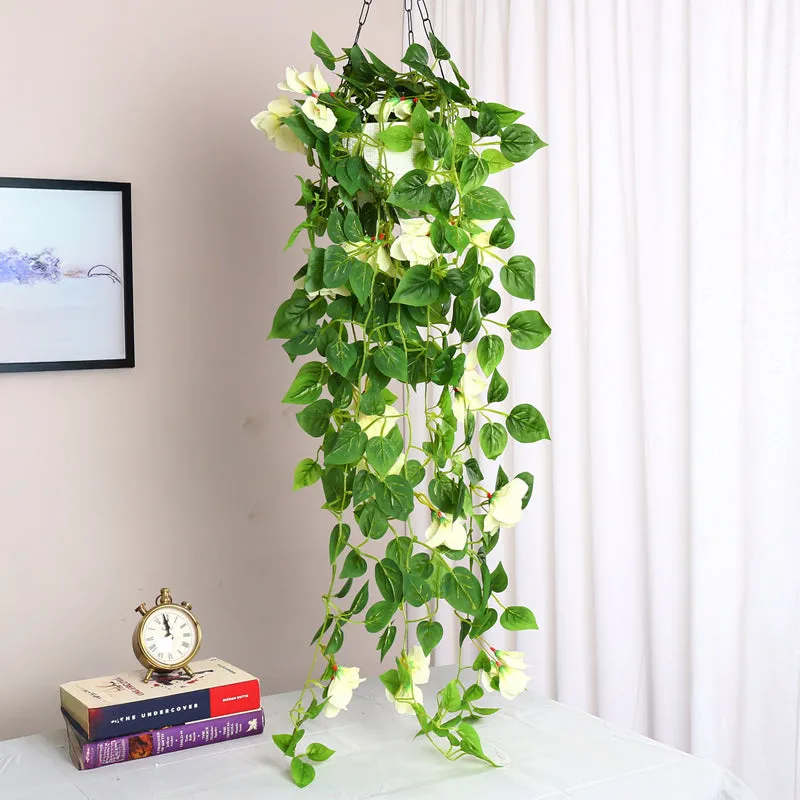 Peternia Artificial Hanging Bougainvillaea Plant - White & Green media 1