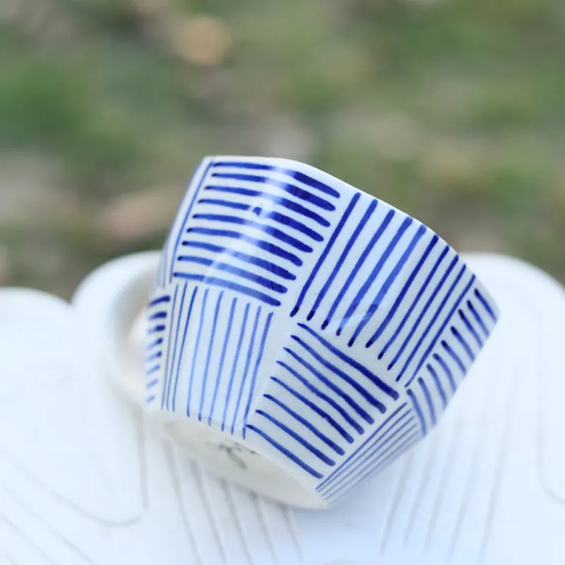 Bruna Ceramic Tea Cup (200 mL)/Blue,White) media 6