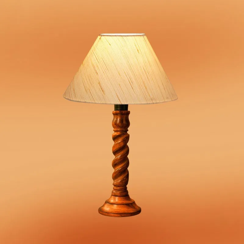 Elvane Auro Wooden Table Lamp - Ivory media 6