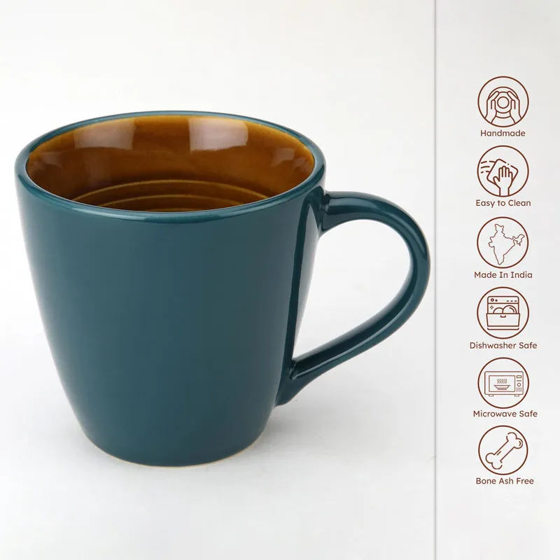 Karvaa Ceramic Coffee Mug (Cyan/350 mL Each) - Set Of Six media 5