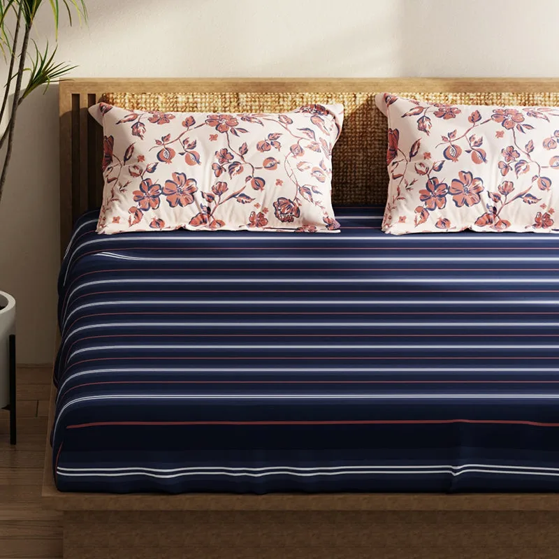 Faraday Floral Microfiber Bedsheet (Dark Blue) - 120 GSM media 4