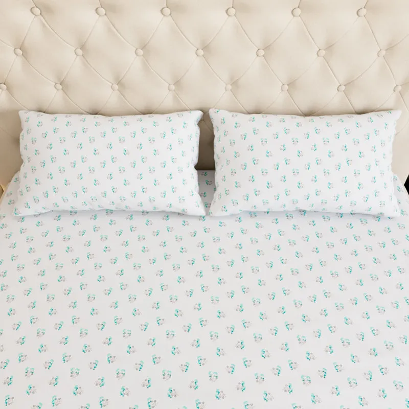 Blossomline Floral Cotton Bedsheet (Green) - 180 TC media 5