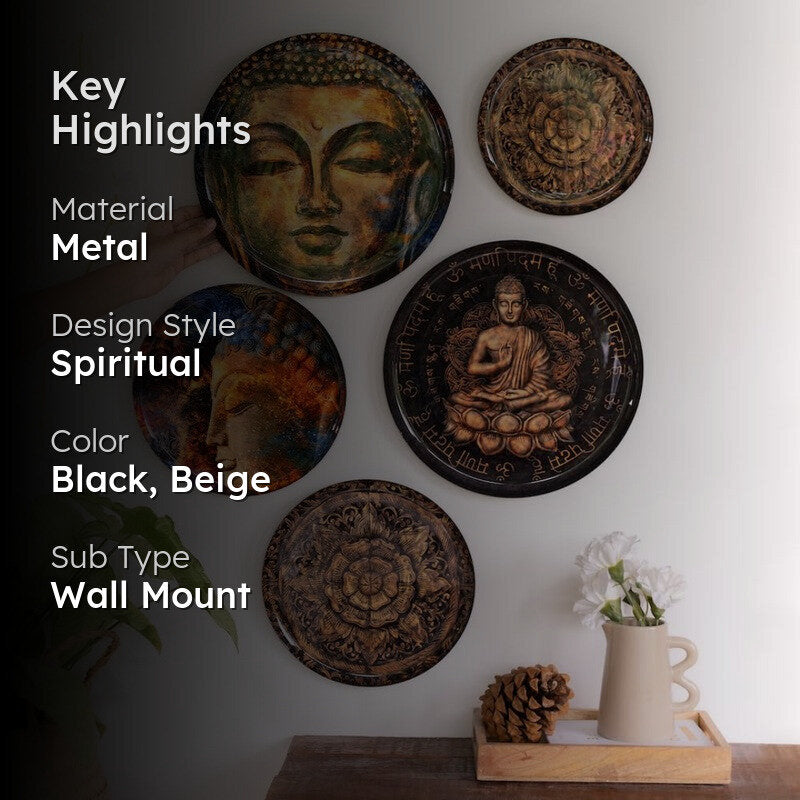 Buddha Charm Wall Plate - Set Of Five media 2