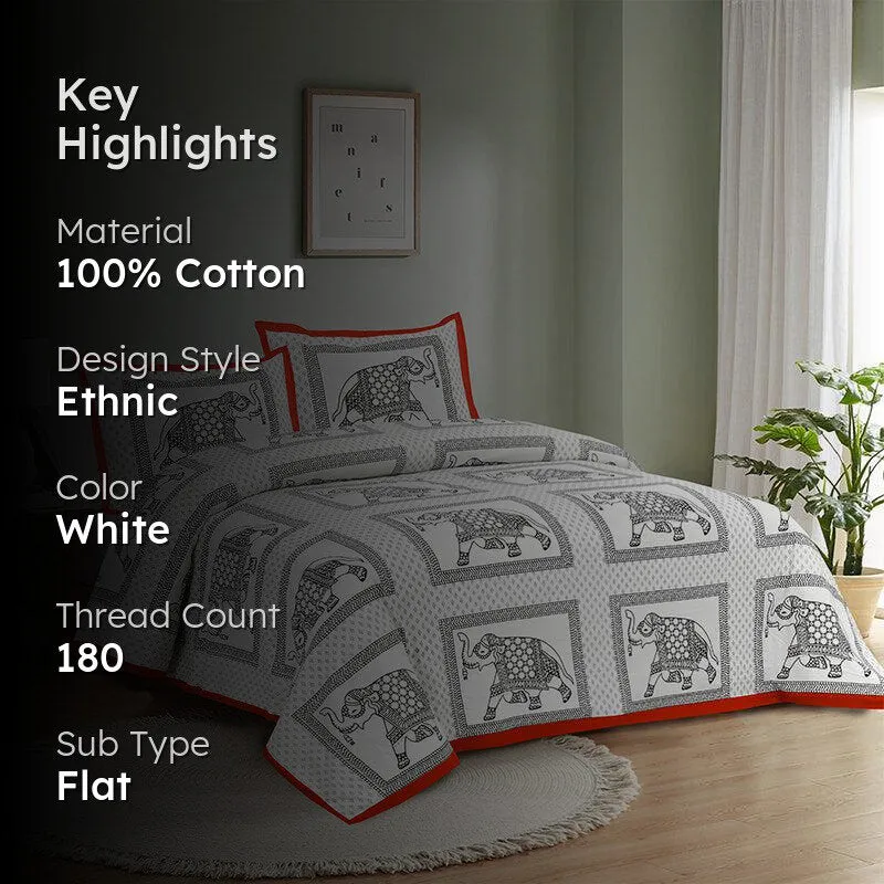 Gajraja Printed Cotton Bedsheet (Grey,Red) - 180 TC media 2