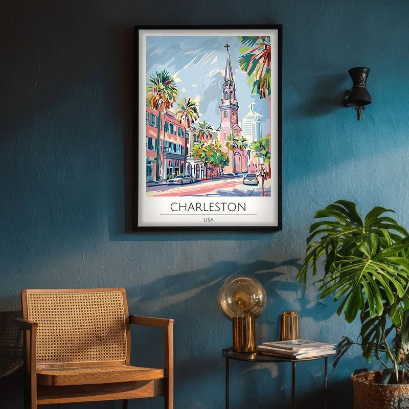 Vintage Charleston Framed Canvas Wall Painting media 4