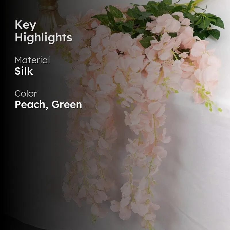 Wisteria Silk Lizzia Artificial Flower Vine - Peach media 2
