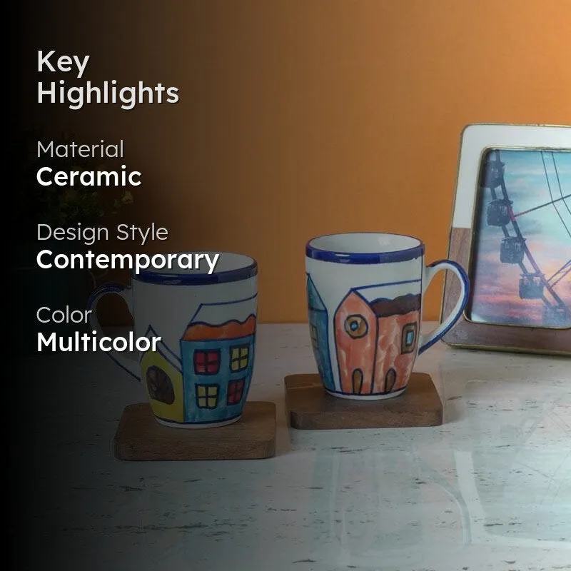 Snow Ceramic Coffee Mug (300 mL Each) - Set of Two media 2