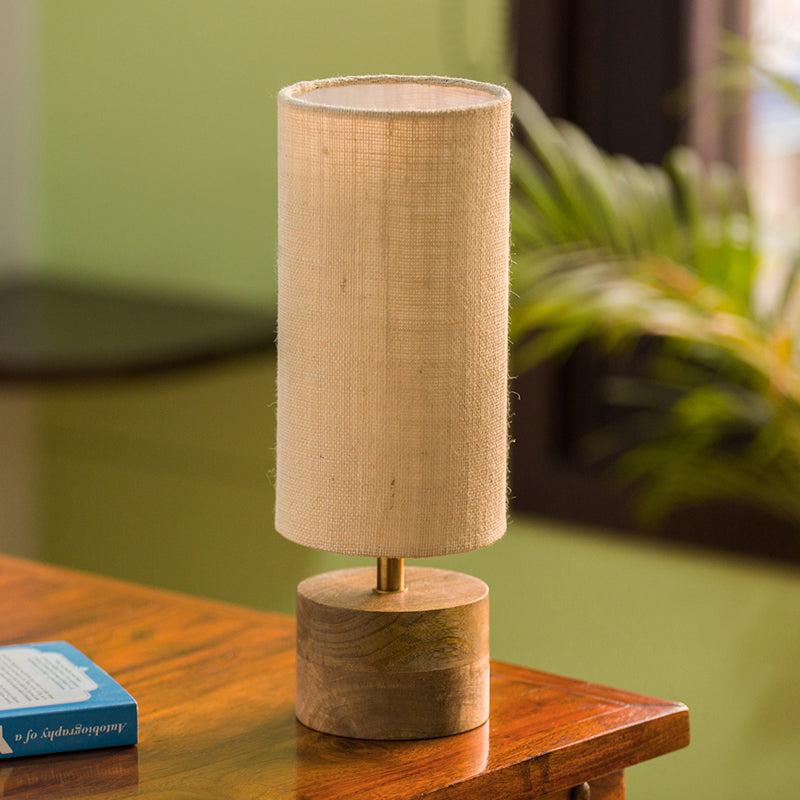 Samidha Handcrafted Mango Wood Table Lamp - Brown,Beige media 3