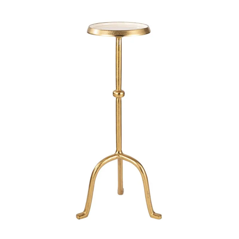 Curved Base Designer Aluminum Side Table - Gold media 3