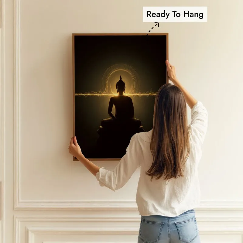 Silence Of Buddha Archival Paper Wall Painting With Brown Frame media 5