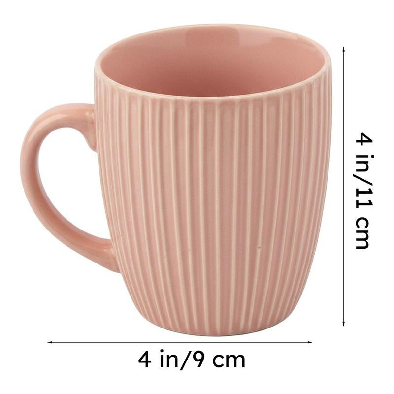 Stripe Ceramic Coffee Mug (300 mL Each/Peach) - Set of Two media 7