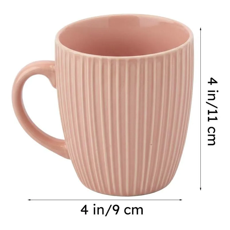 Stripe Ceramic Coffee Mug (300 mL Each/Peach) - Set of Two media 7
