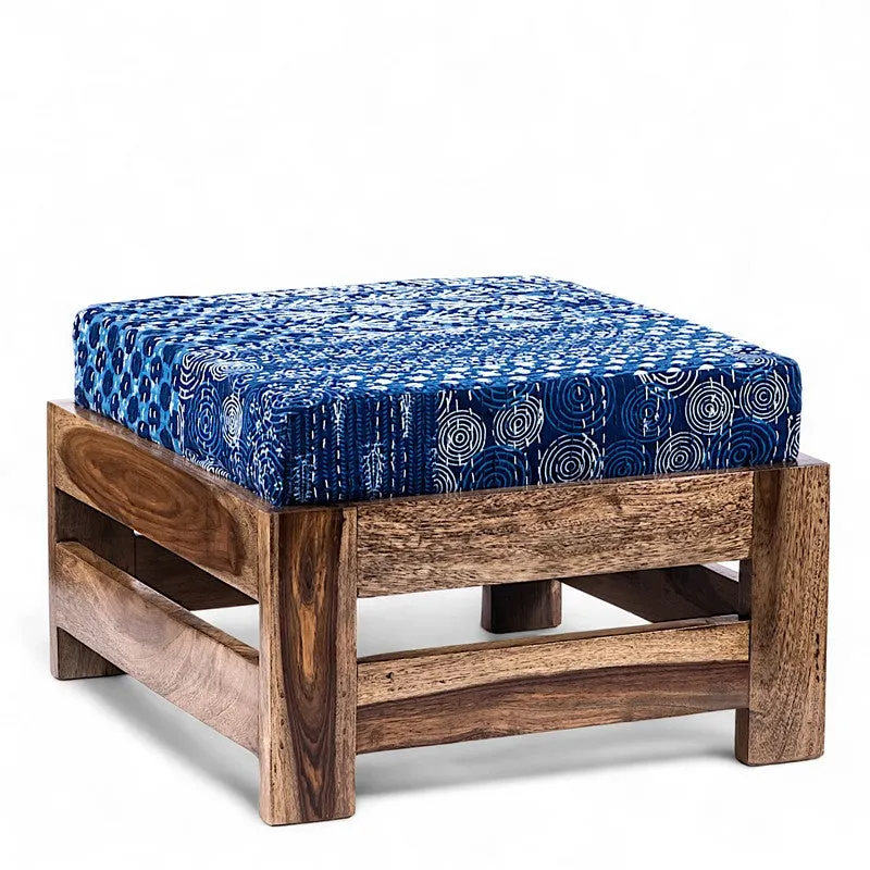 Lirox Sheesham Wooden Bench with Stool (Blue) - Two Piece Set media 5