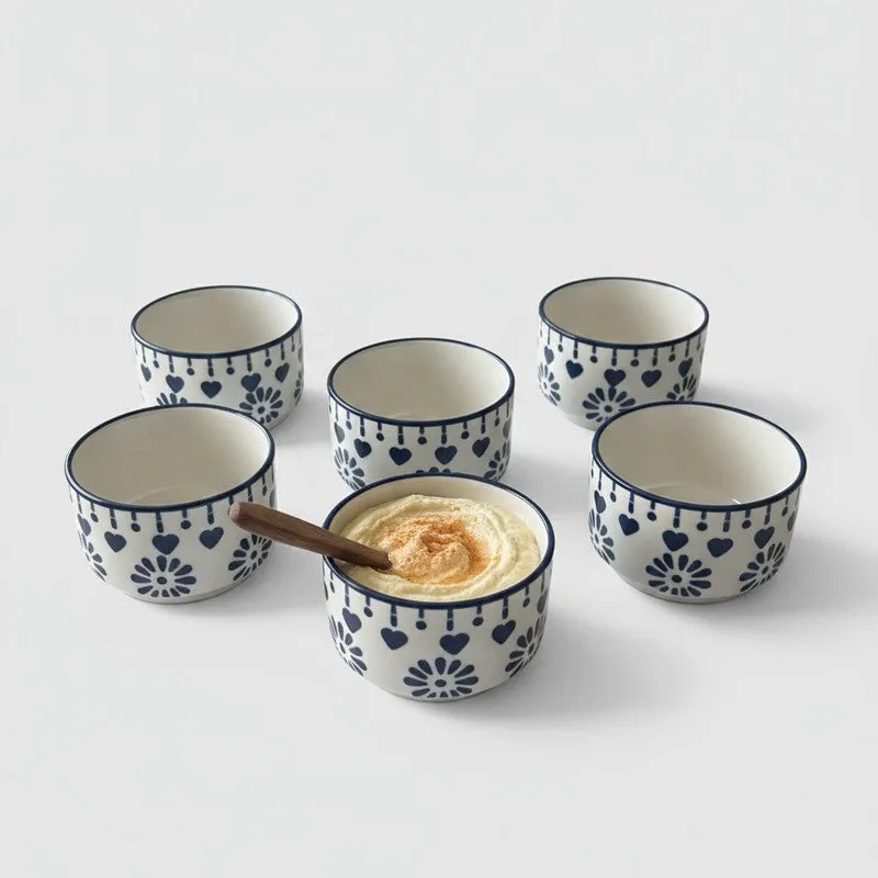 UrbanSip Ceramic Dip Bowls (Blue,White ,40 mL Each) - Set Of Six media 6