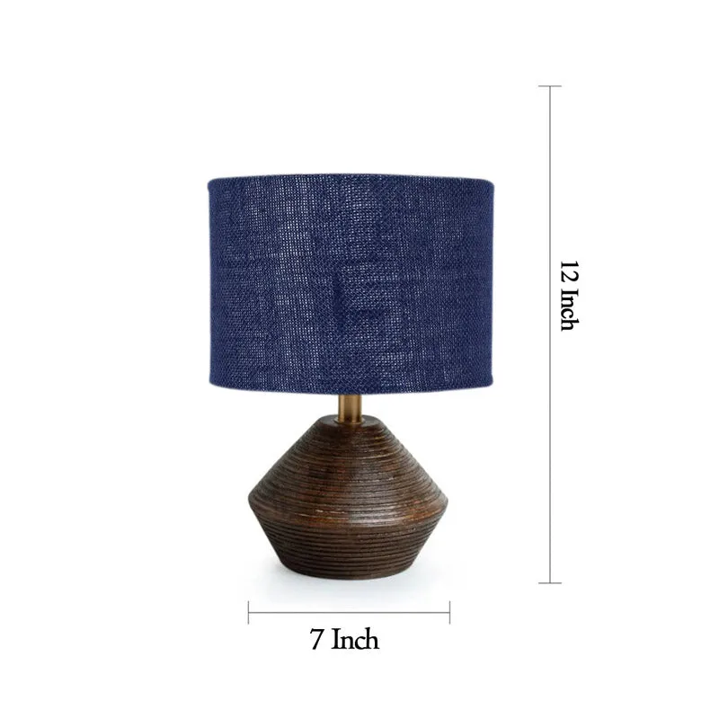 Yami Wooden Table Lamp With Jute Shade - Brown,Blue media 6