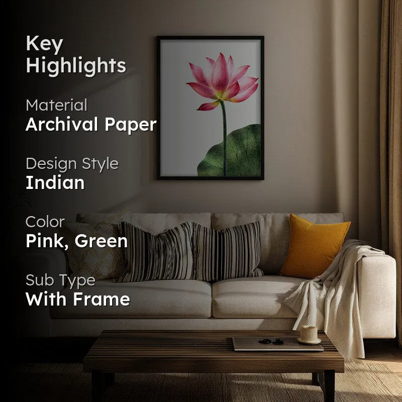 Painted Lotus Archival Paper Wall Art With Frame media 2
