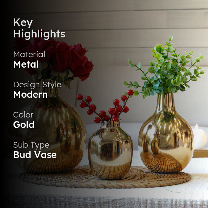 Glisara Metal Vase - Set Of Three media 2