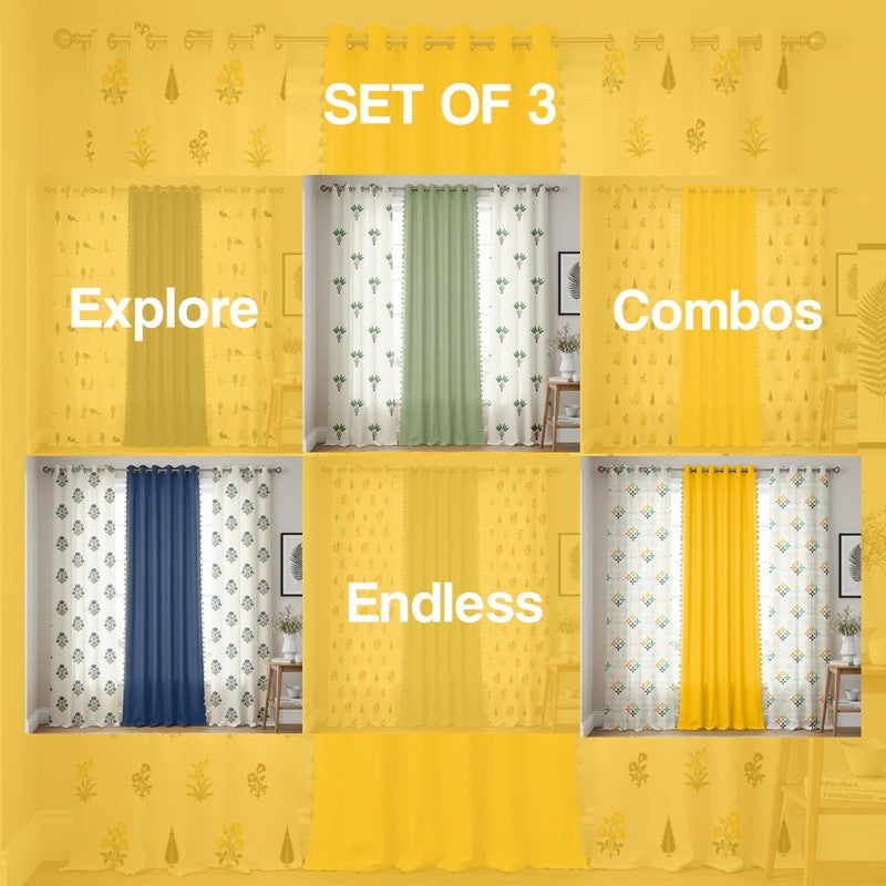 Urban Space Sunny blooms Curtains - Set Of Three media 6