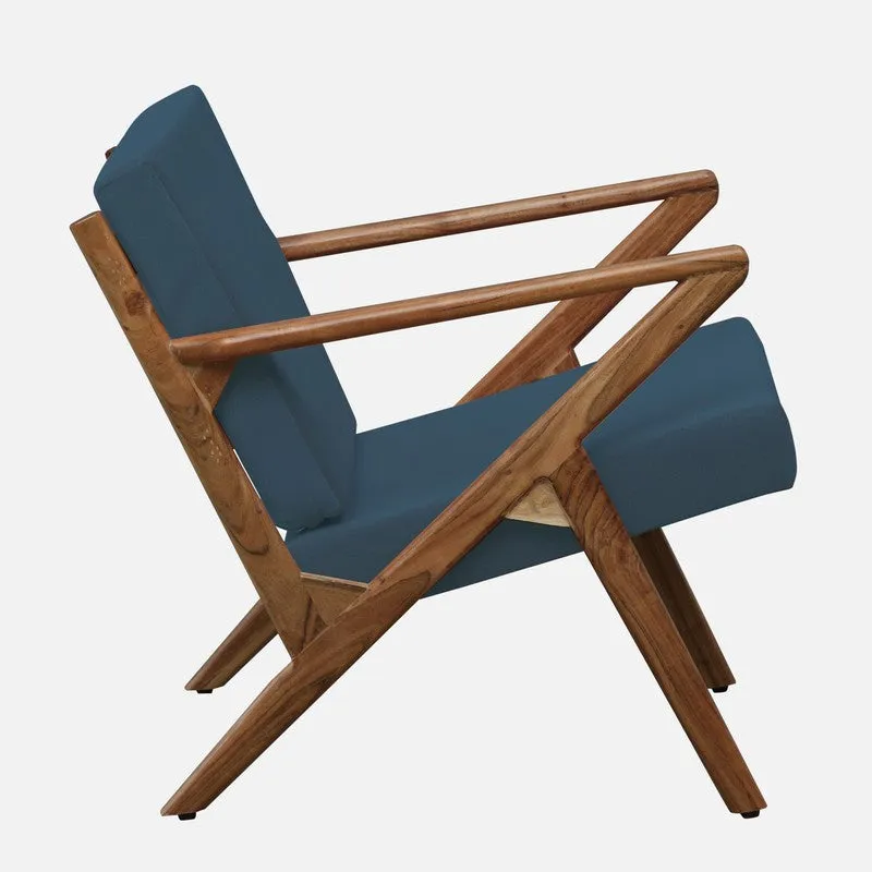 Metrona Acacia Wood Accent Chair - Blue media 5
