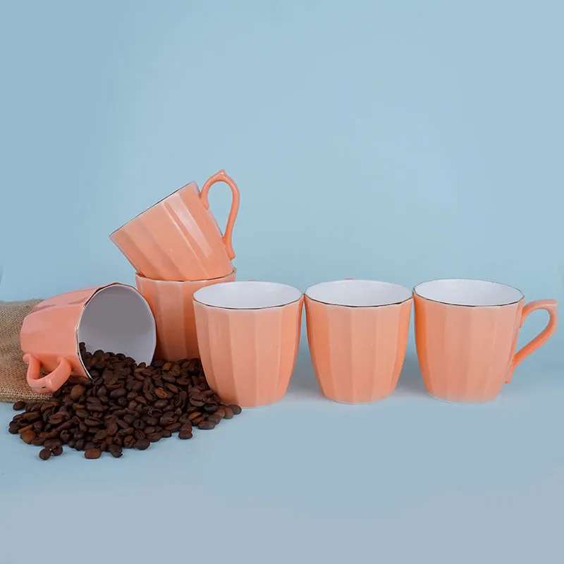 Ereva Porcelain Tea Cup (200 mL Each)/Orange)- Set of Six media 1