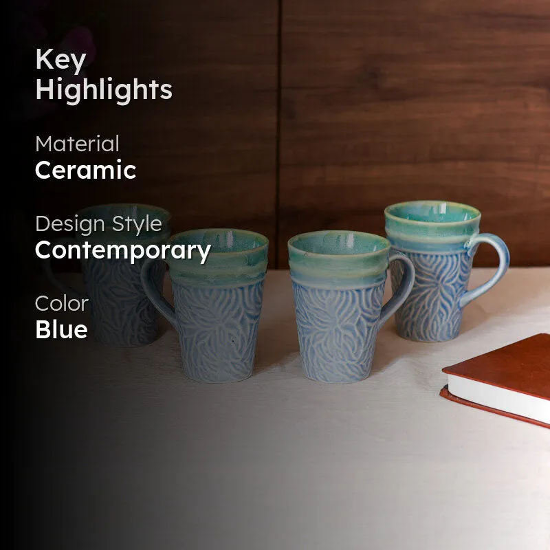 Ceramuse Ceramic Coffee Mug (300 mL Each/Light Blue) - Set of Four media 2