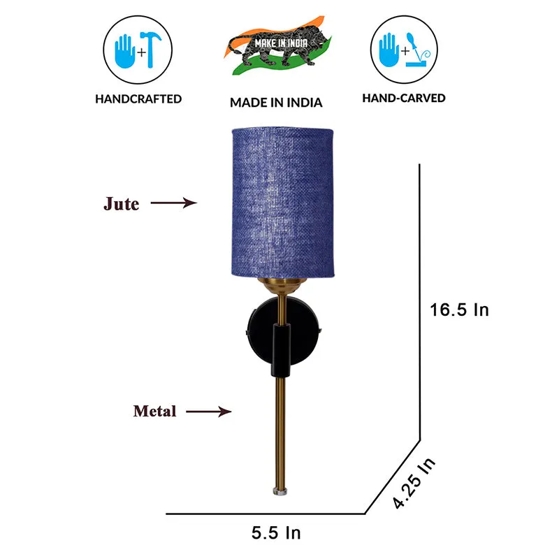Beryll Cylindrical Jute Wall Lamp - Blue media 6