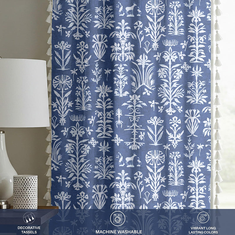 Urban Space Twigs Semi Sheer Curtain - Indigo Blue media 4