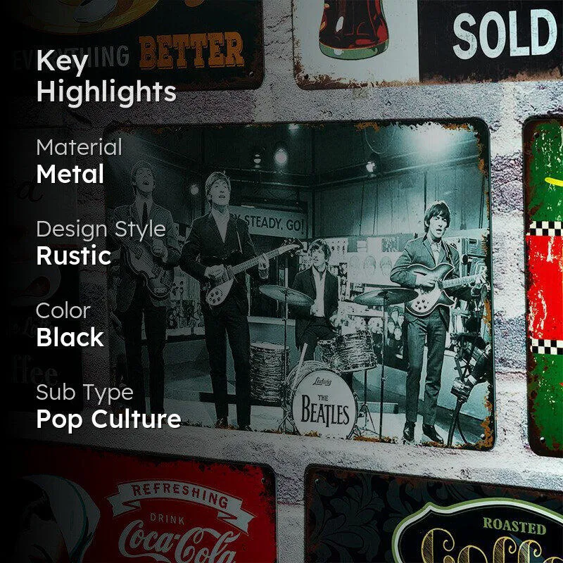 The Beatles On Stage Retro Metal Wall Accent media 2