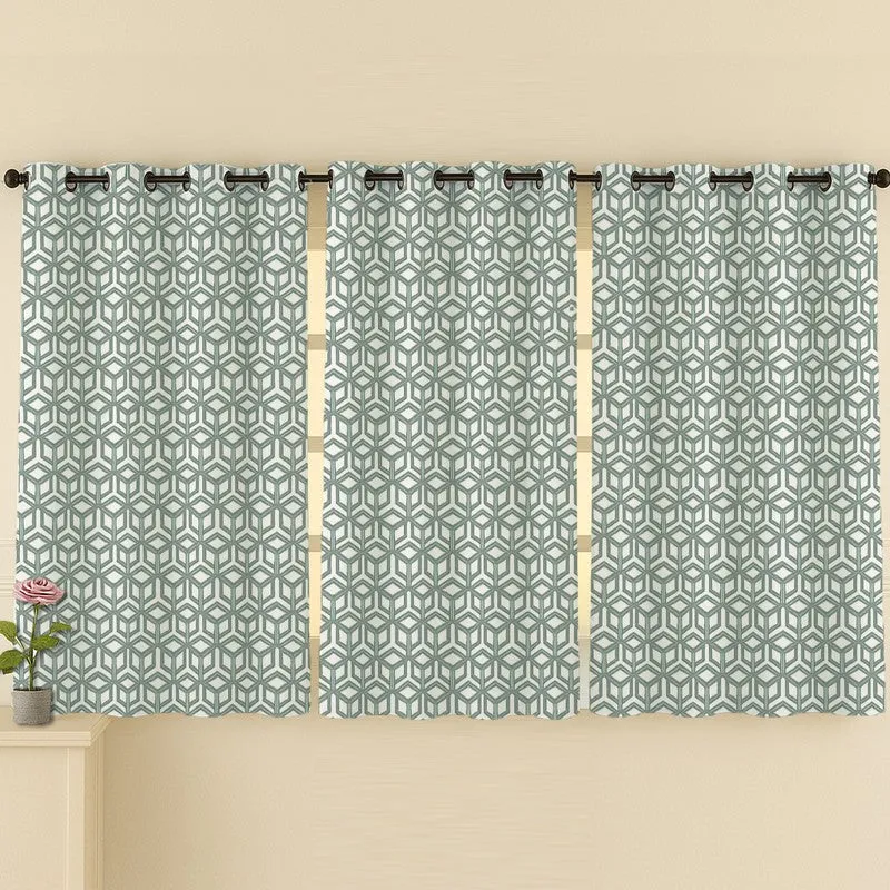 Soft Angles Cotton Curtains - Set Of Three media 4