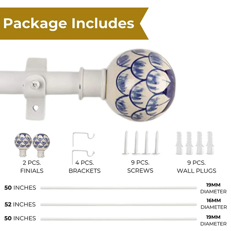 Kasbah Dream Extendable 1" Single Curtain Rods With Round Finial & Brackets media 5