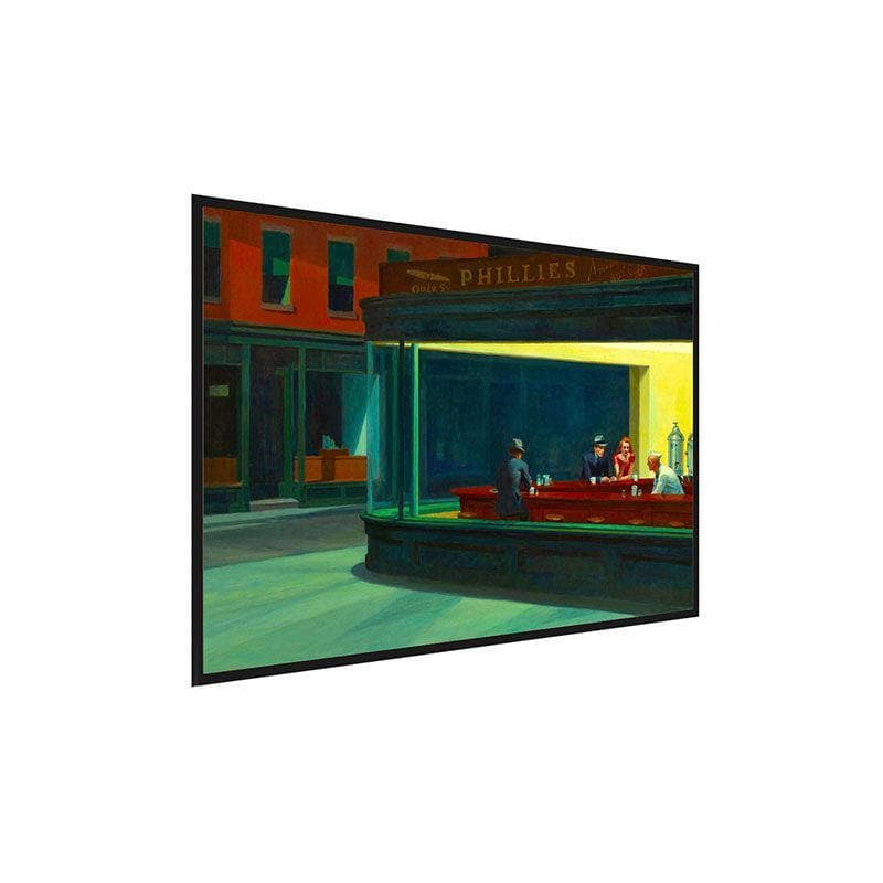 Nighthawks Canvas Painting By Edward Hopper - Black Frame media 3