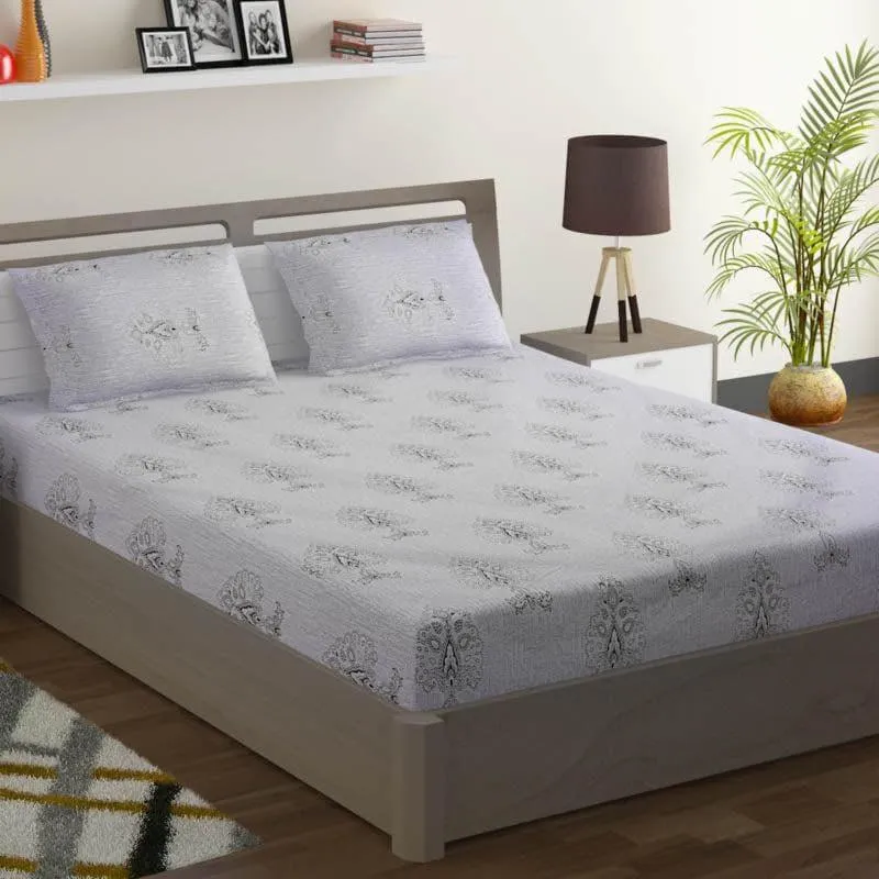 Swayam Wonder Spread Cotton Bedsheet (Grey) - 200 TC media 1