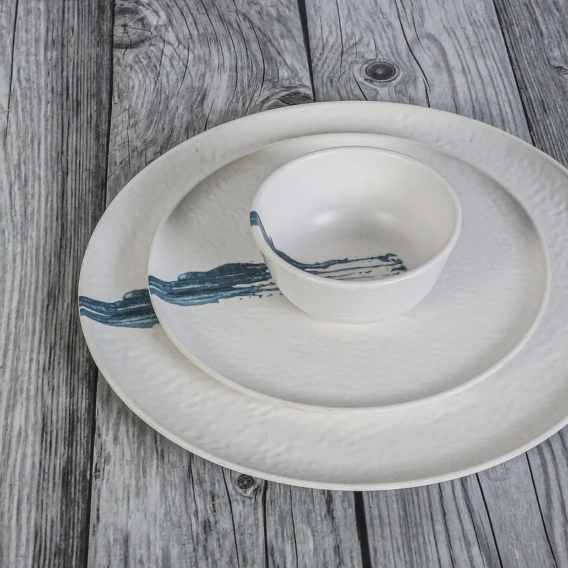 Stripe Swipe Melamine Dinner Set (White) - 24 Piece Set media 4