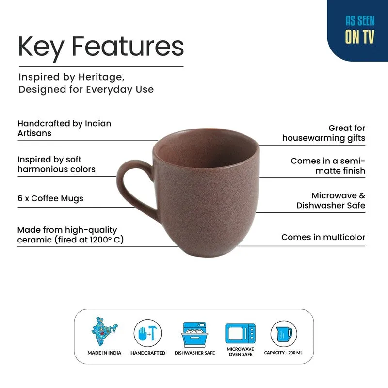 Colour Ceramic Tea Cup (200 mL Each) - Set Of Six media 5