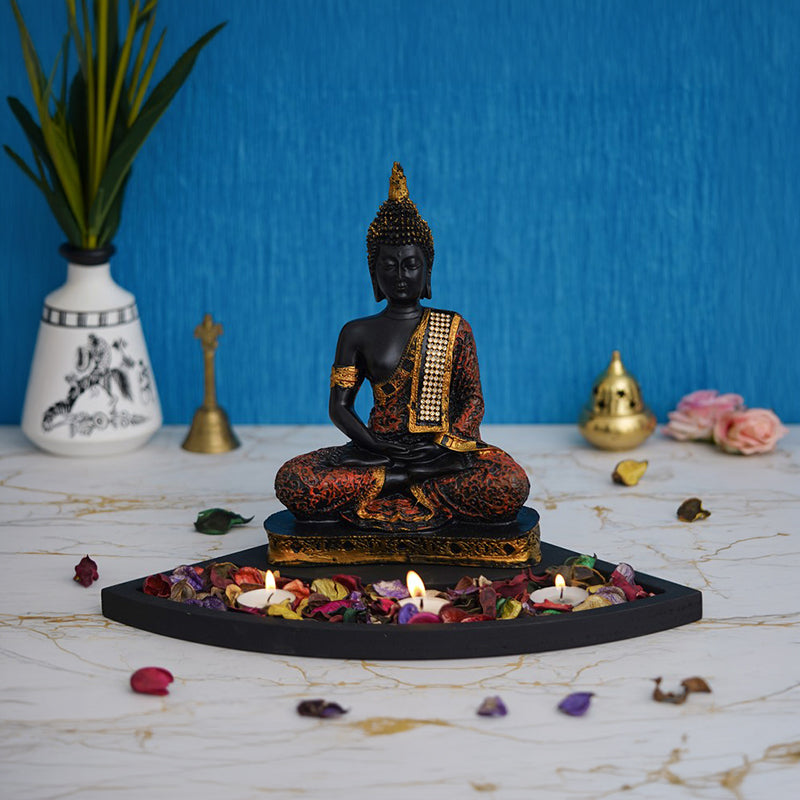 BuddhAura Tea Light Candle Holders - Maroon