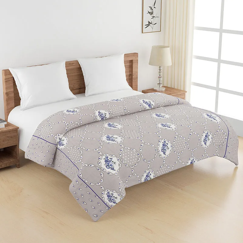 Swayam Rose Grove Cotton Comforter (Grey) - 150 GSM media 1
