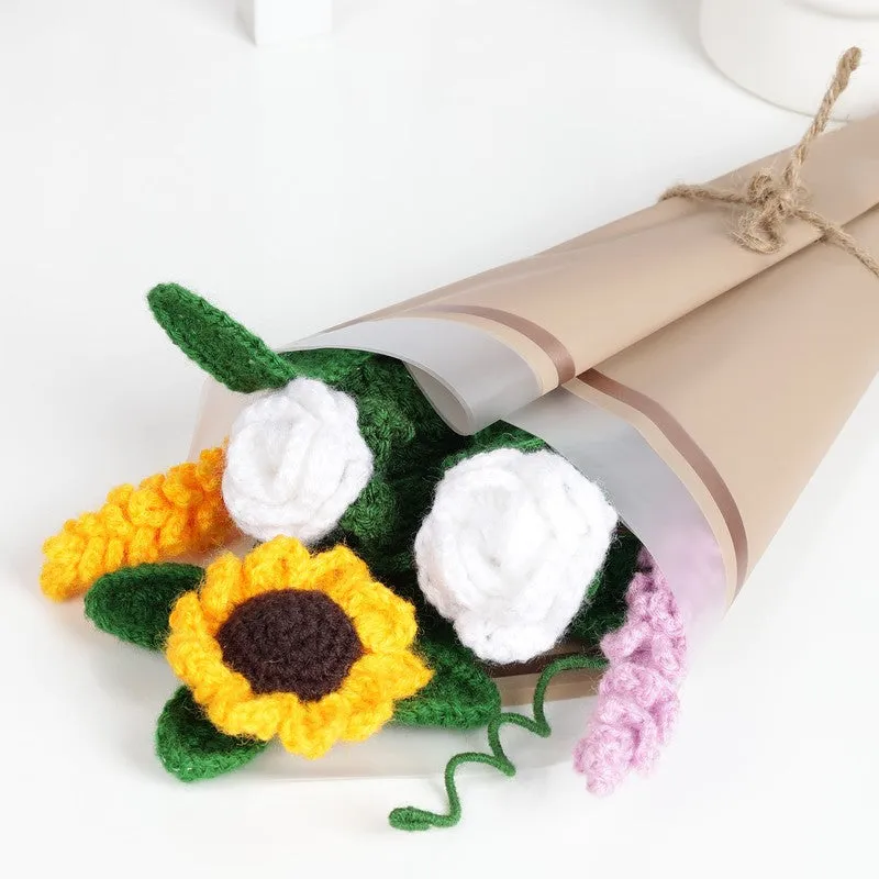 Crochet Handmade Rose Bouquet (Yellow,White) - Set Of Five media 6