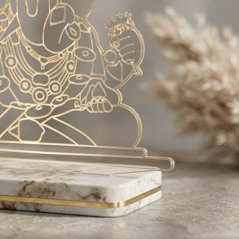 Dagdusheth Halwai Ganpati Acrylic Table Lamp - Transparent media 4