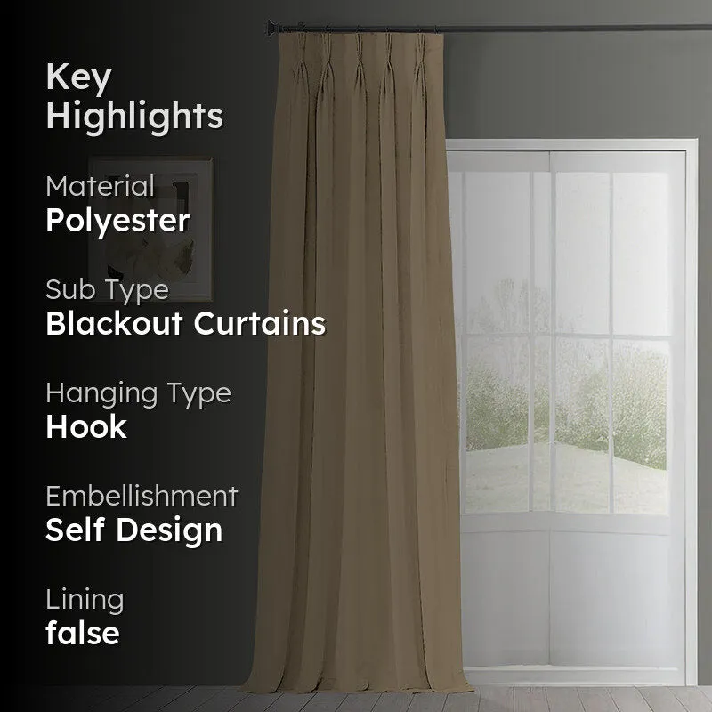 Noir Triple Pinch Pleat Blackout Curtain - Beige media 2