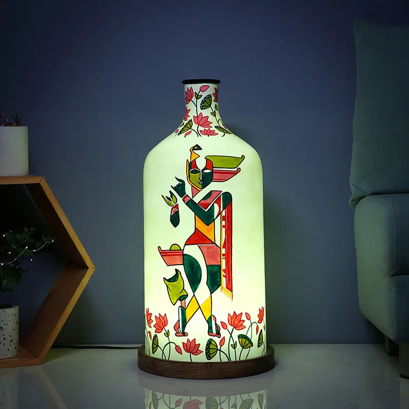 Noctis Glow Hand Painted Wood & Glass Floor Lamp media 1