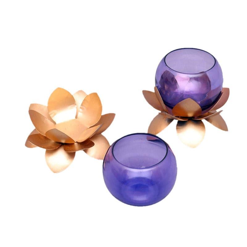 Lotus Tealight Candle Holder (Purple) - Set Of Two media 4