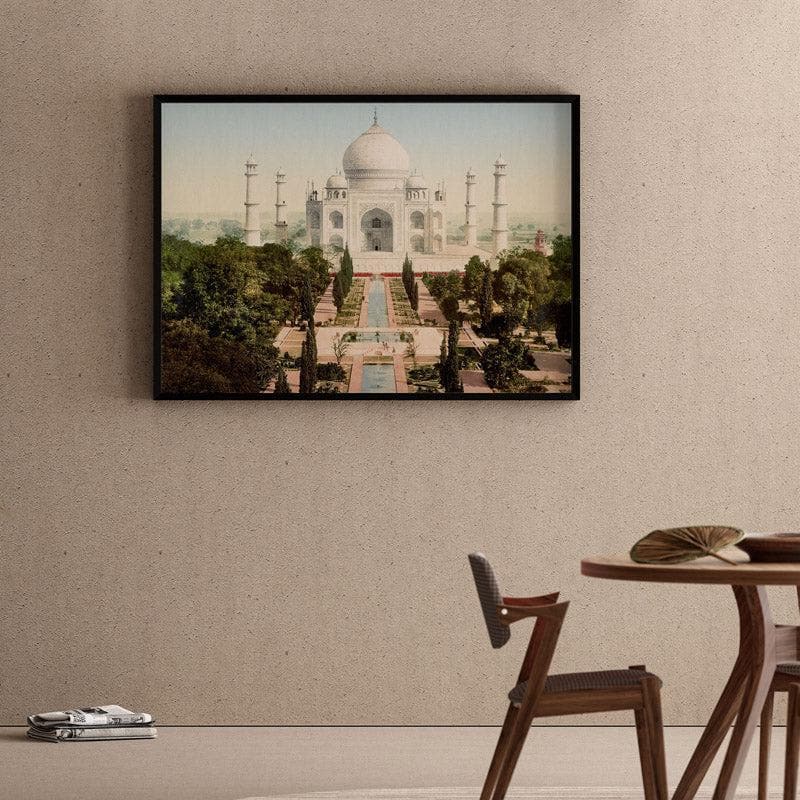 Taj Mahal Grandeur Canvas Wall Painting - Black Frame