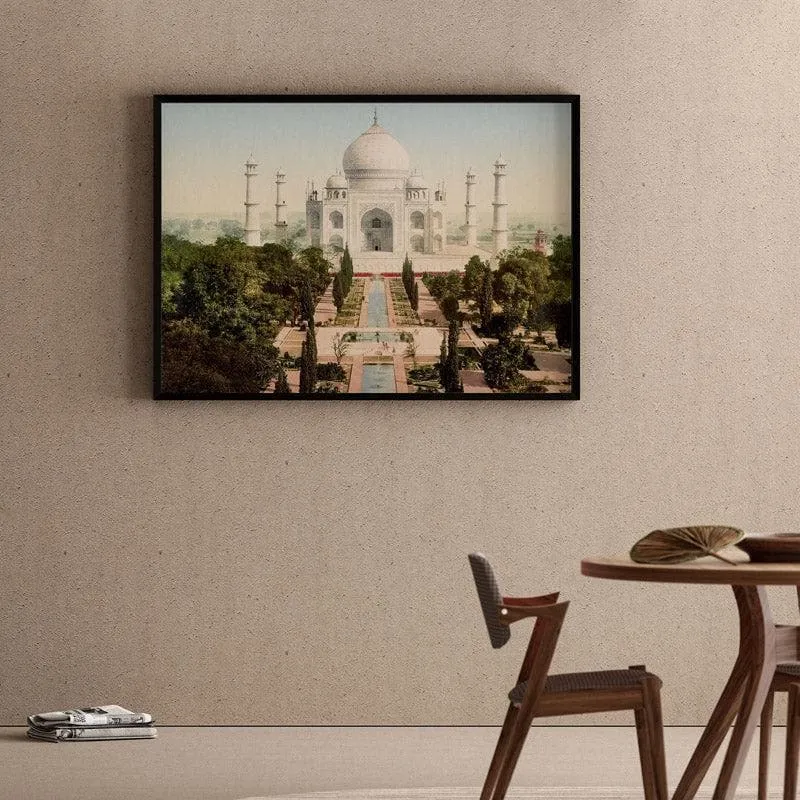 Taj Mahal Grandeur Canvas Wall Painting - Black Frame media 1