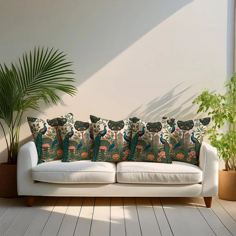 Mughal Jardine Velvet Cushion Cover Set - Set Of Five media 7