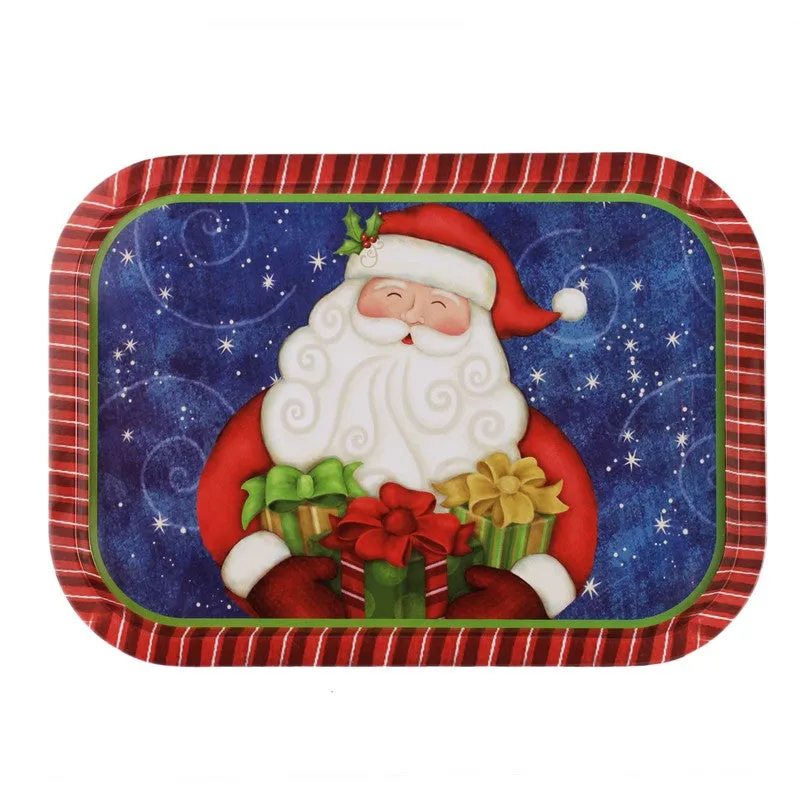 Santa Metal Rectangular Blue Serving Tray media 3
