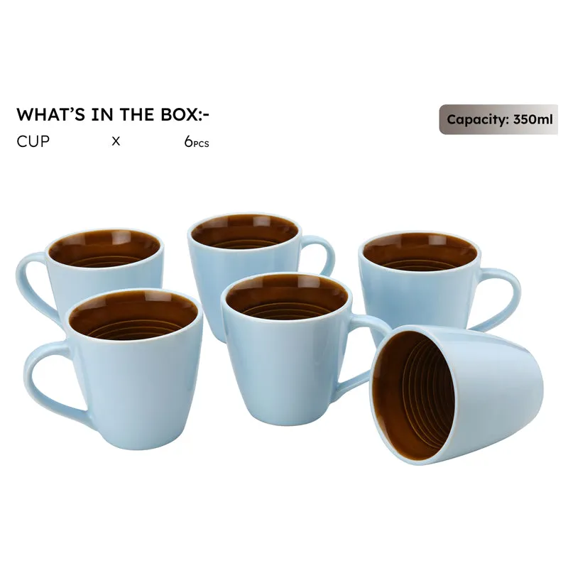 Karvaa Ceramic Coffee Mug (Arctic Blue/350 mL Each) - Set Of Six media 4