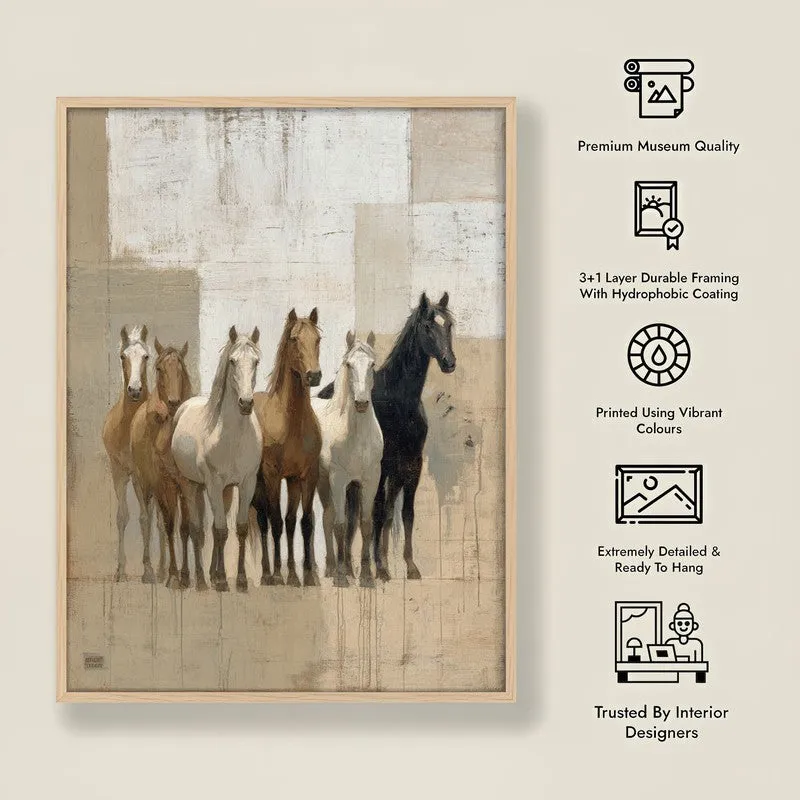 Equine Presence Wall Painting With Brown Frame media 9