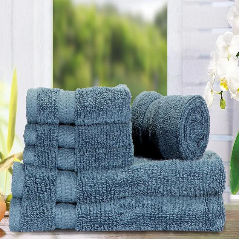 Miorah Hand & Face Towel Combo (Blue) - Six Piece Set media 1