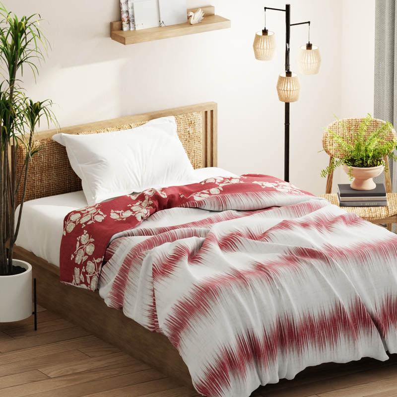 Arjia Floral Reversible Microfiber Comforter (Red) - 120 GSM media 4