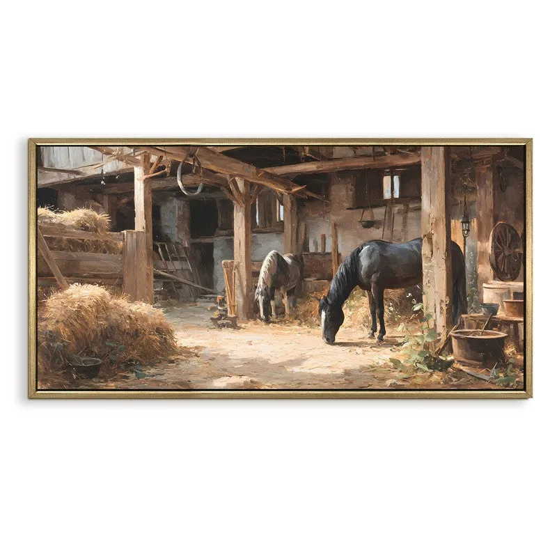 Horse Haven Canvas Wall Painting With Frame media 3